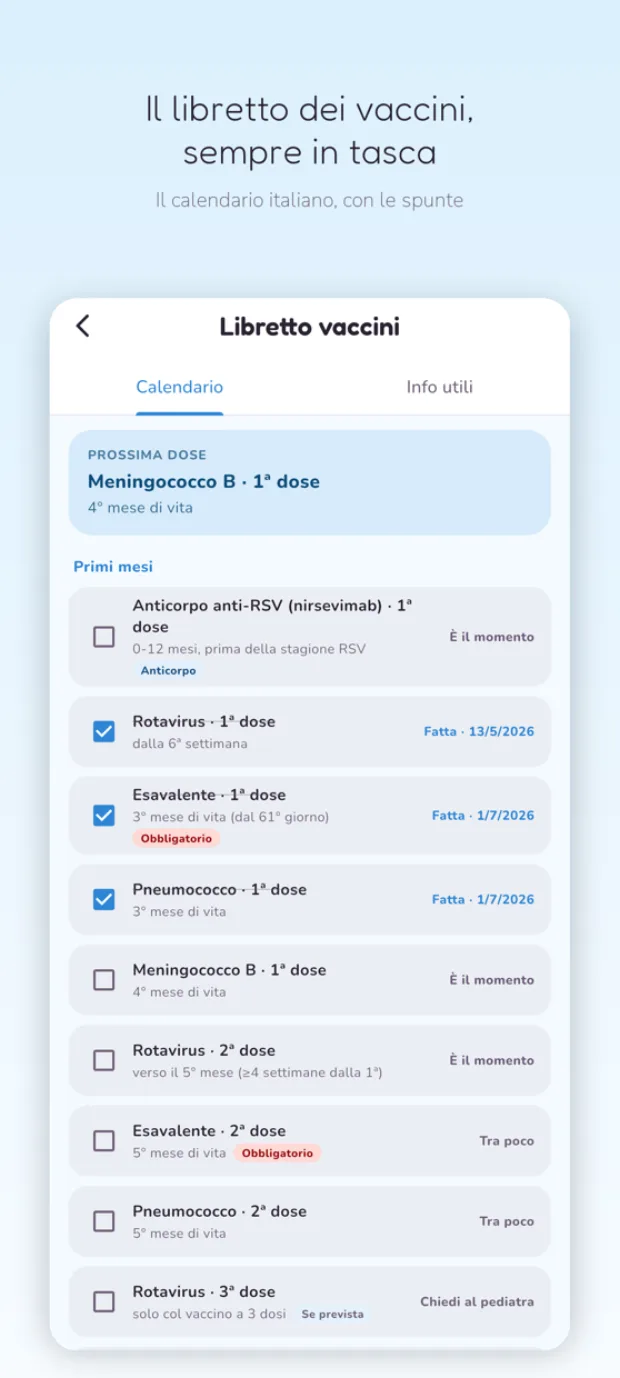 Il libretto dei vaccini con la prossima dose in evidenza