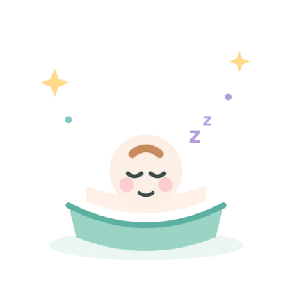 Illustrazione di un neonato che dorme sereno nella culla